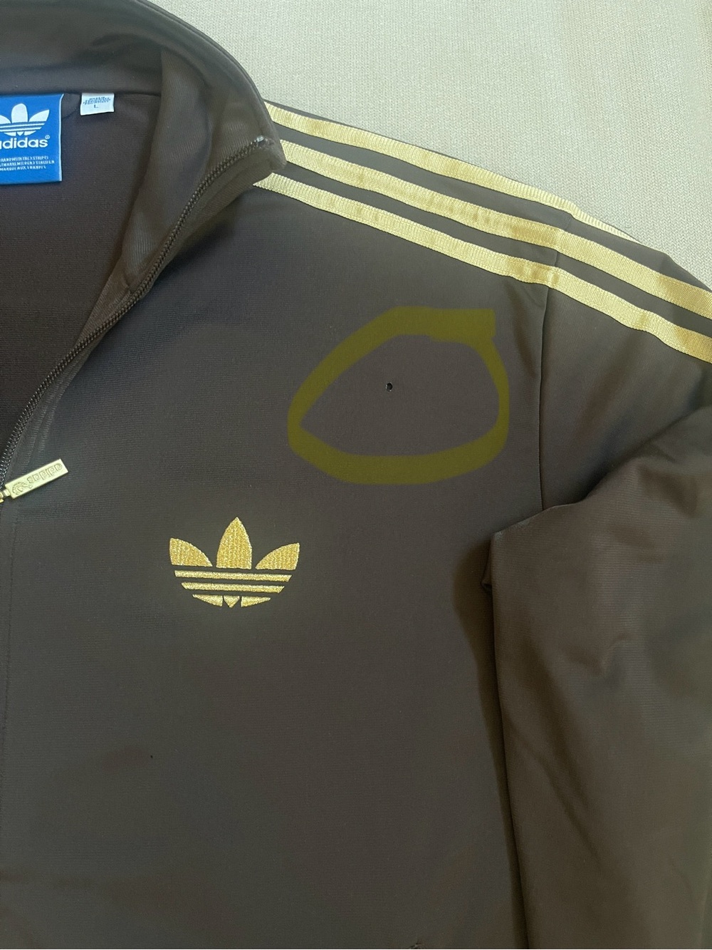 adidas Originals Brown Track Jacket with Gold Stripes - Picture 4 of 5